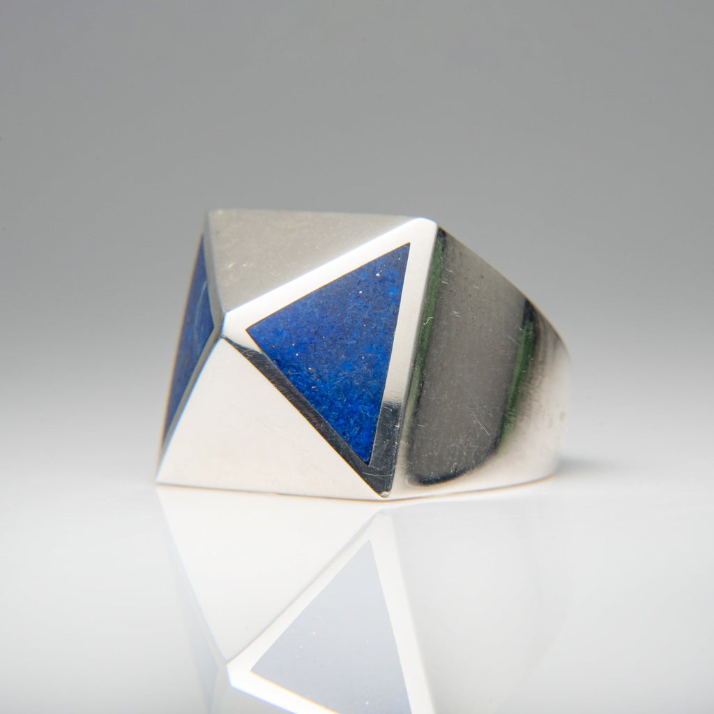 Genuine Lapis Lazuli Sterling Silver Men's Ring (Size 10)
