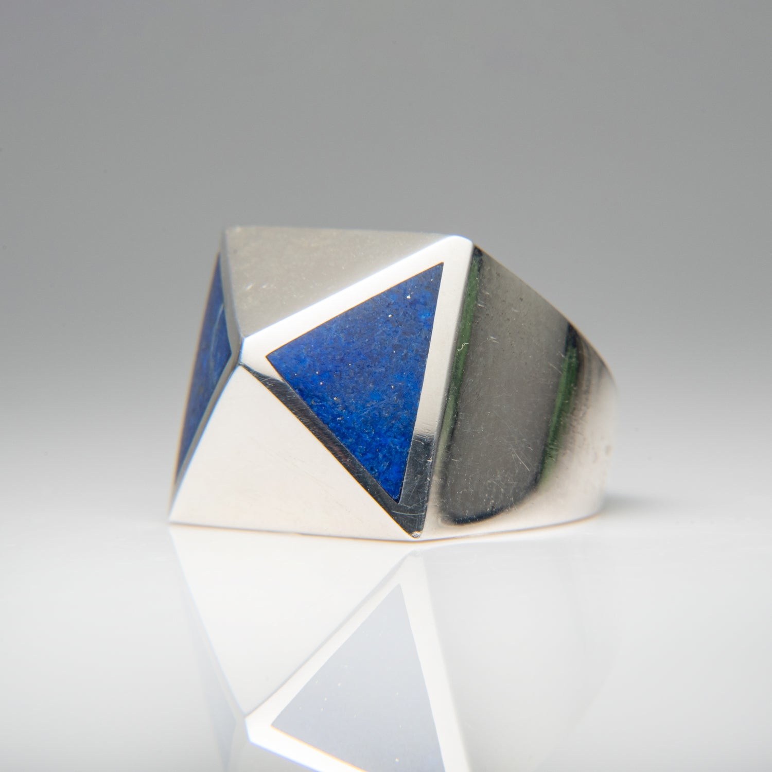 Genuine Lapis Lazuli Sterling Silver Men's Ring (Size 10)