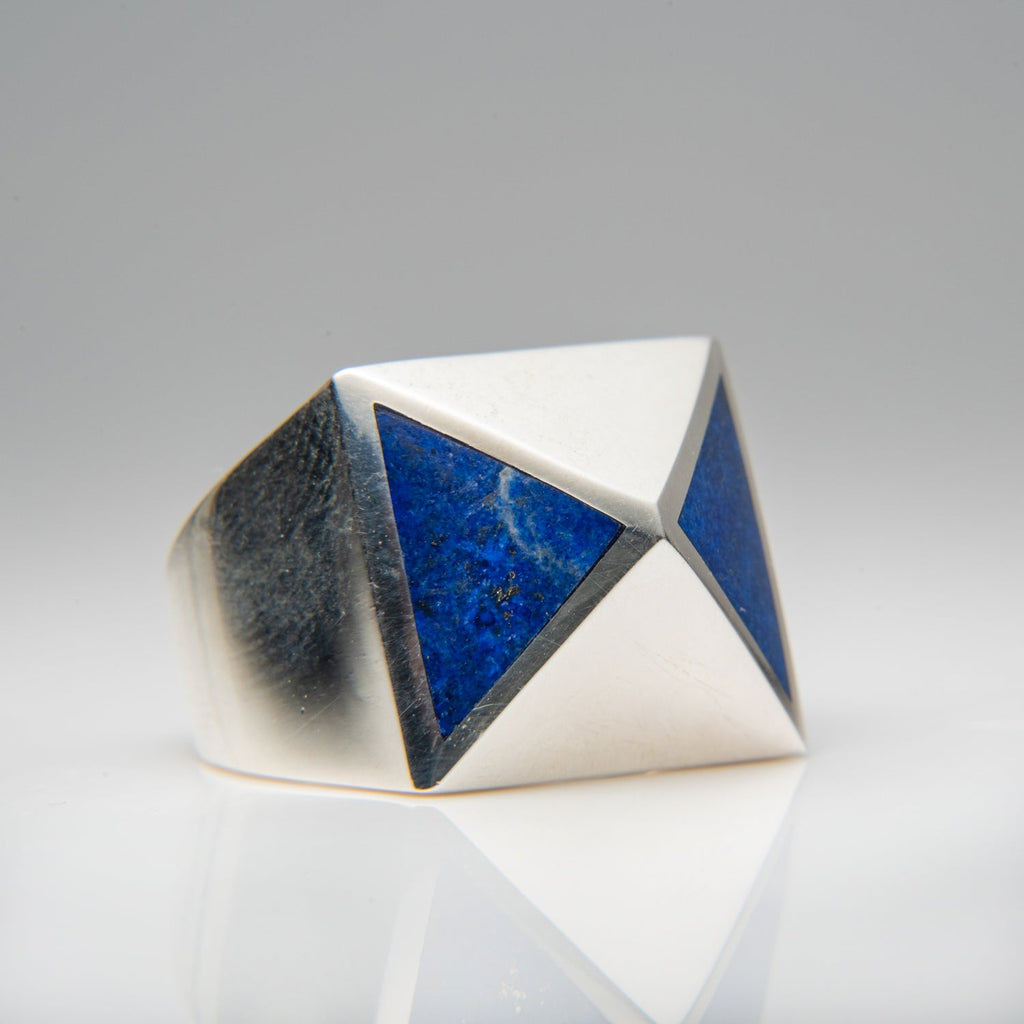 Genuine Lapis Lazuli Sterling Silver Men's Ring (Size 10)