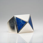 Genuine Lapis Lazuli Sterling Silver Men's Ring (Size 10)