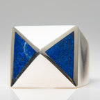Genuine Lapis Lazuli Sterling Silver Men's Ring (Size 10)