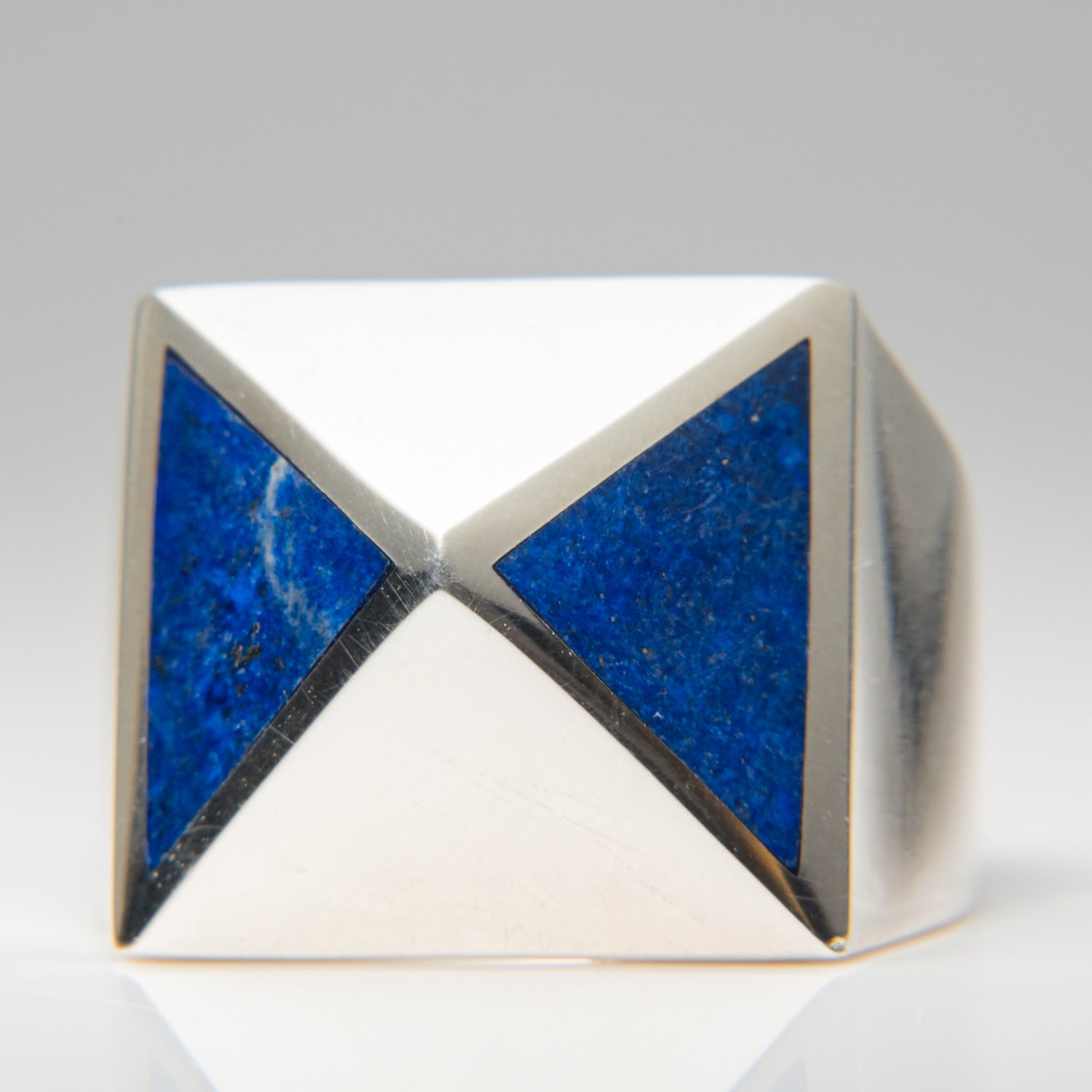 Genuine Lapis Lazuli Sterling Silver Men's Ring (Size 10)