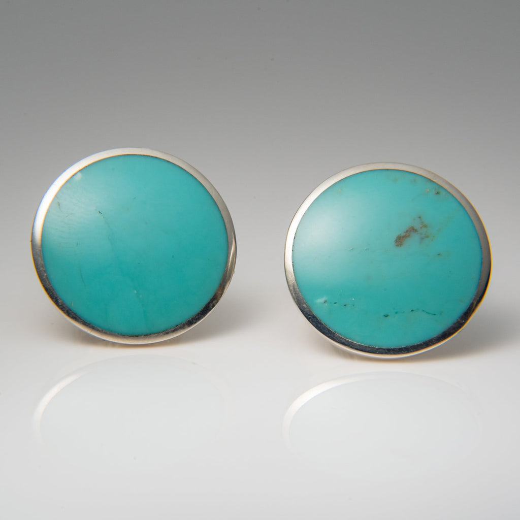 Genuine Turquoise Sterling Silver Cufflinks