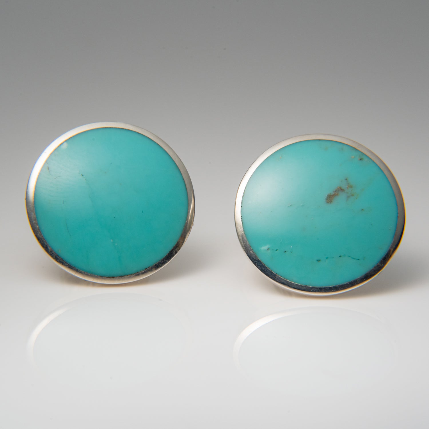 Genuine Turquoise Sterling Silver Cufflinks