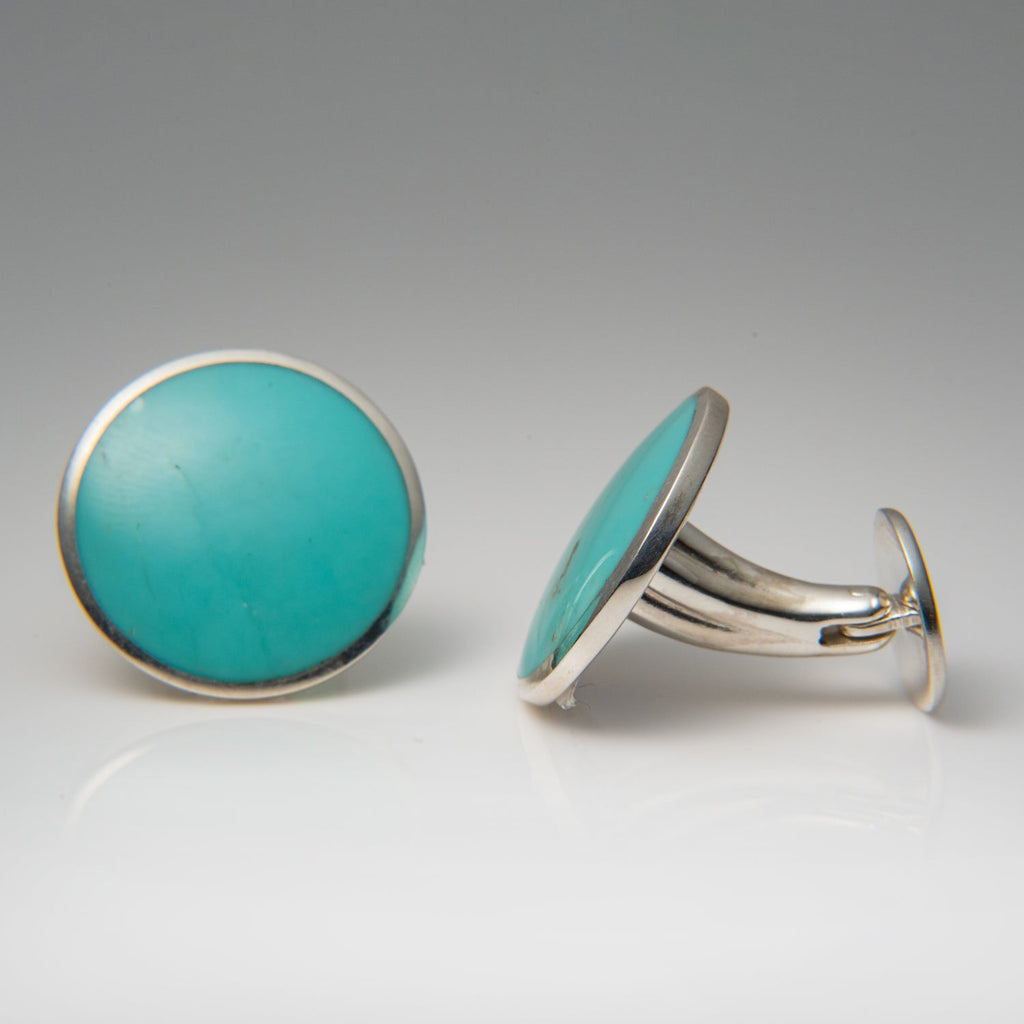 Genuine Turquoise Sterling Silver Cufflinks