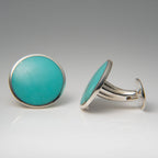 Genuine Turquoise Sterling Silver Cufflinks