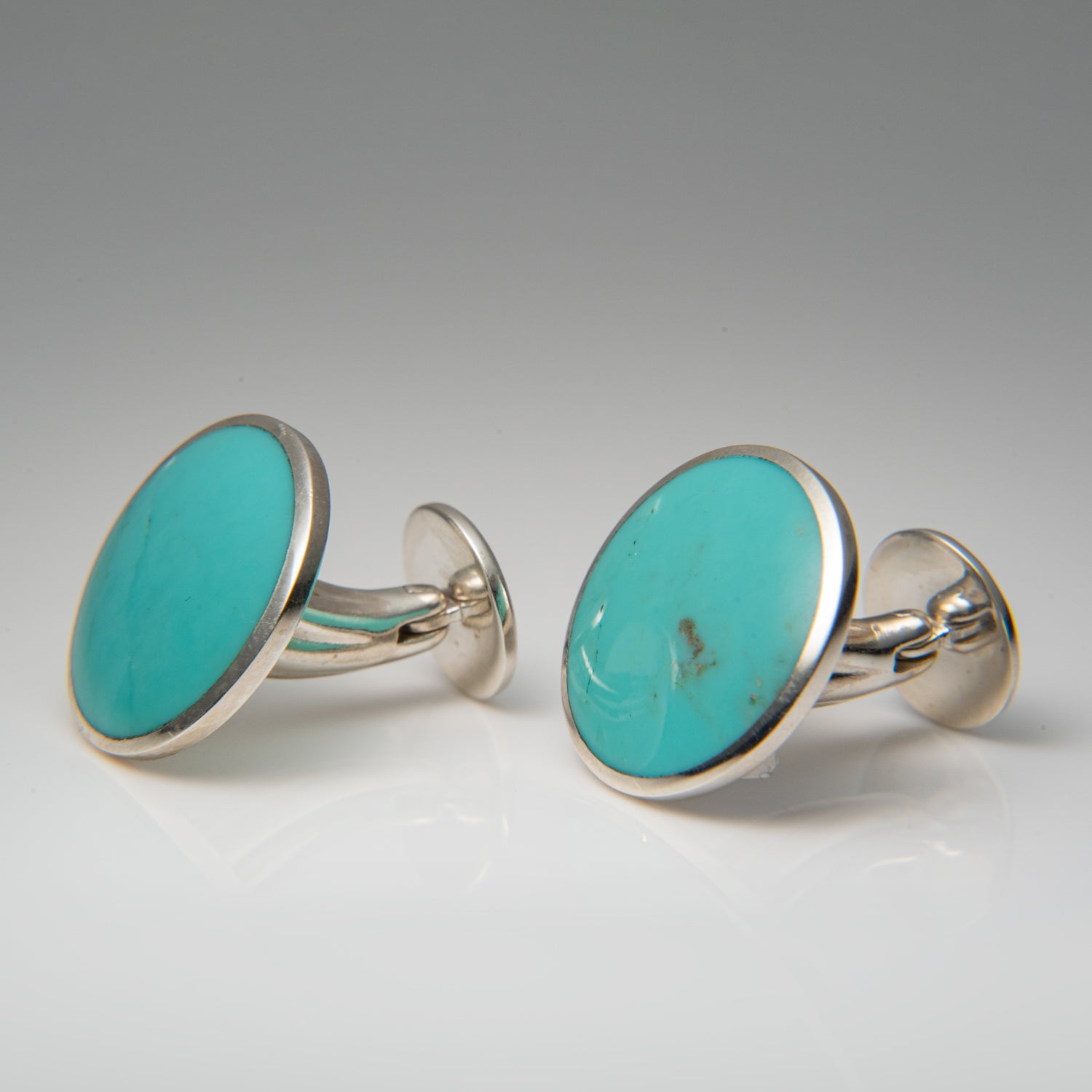 Genuine Turquoise Sterling Silver Cufflinks