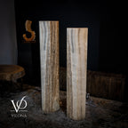 White Ice Onyx Floor Lamp - Pair - Large - 59 & 55"H x 13.5"W - Hexagon