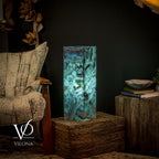 Fluorite Crystal Table Lamp - 24" Tall, 8x8" - Square Closed Top (Medium #6)