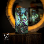 Fluorite Table Lamp - 16" Tall, 5.75"x5.75" Live Edge Square - (Small #17)