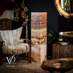 Exotic Dragon Eye Golden Cloud (Onyx Floor Lamp) - Medium - 51.25"H x 12"W - Square - #1