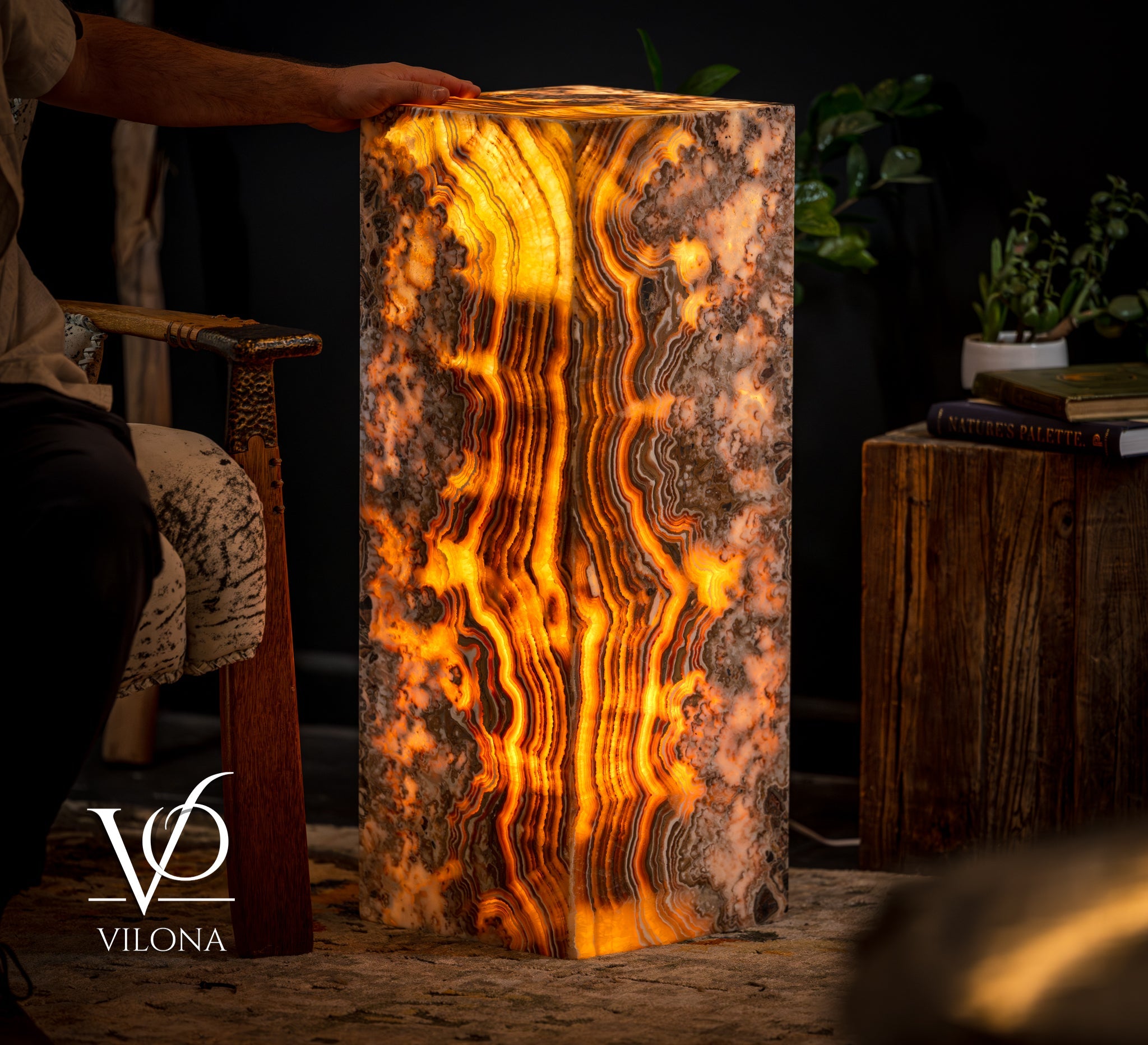 Honeycomb Onyx Floor Lamp -Exotic - Small - 32” H x 12"W - Square - #2