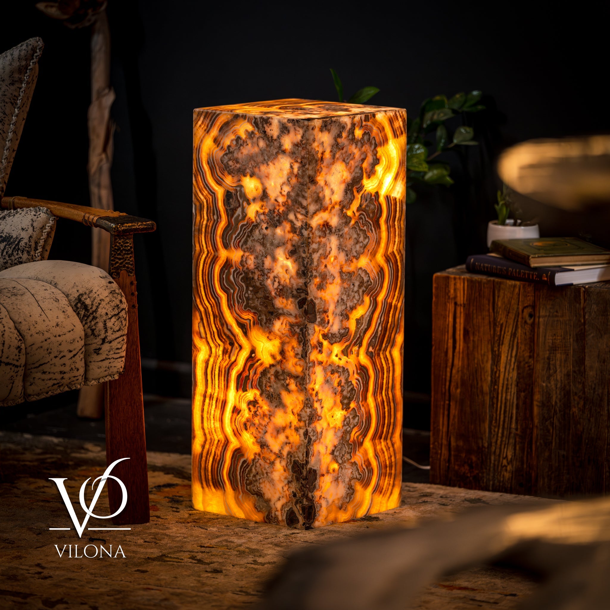Honeycomb Onyx Floor Lamp -Exotic - Small - 32” H x 12"W - Square - #2