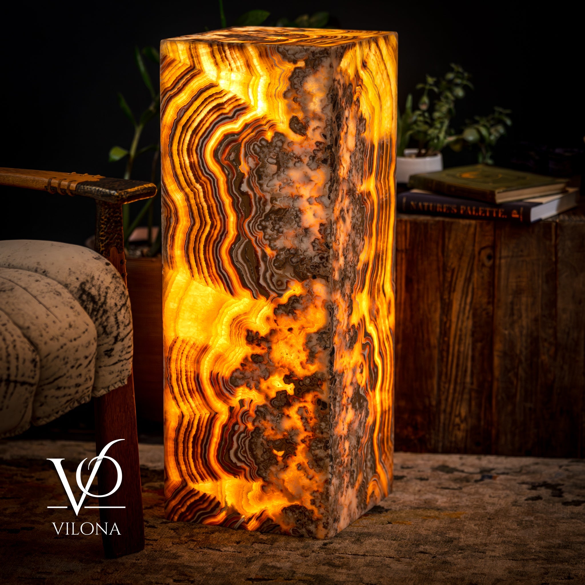 Honeycomb Onyx Floor Lamp -Exotic - Small - 32” H x 12"W - Square - #2
