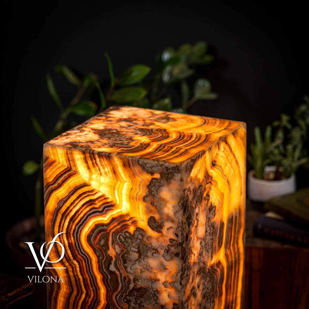 Honeycomb Onyx Floor Lamp -Exotic - Small - 32” H x 12"W - Square - #2