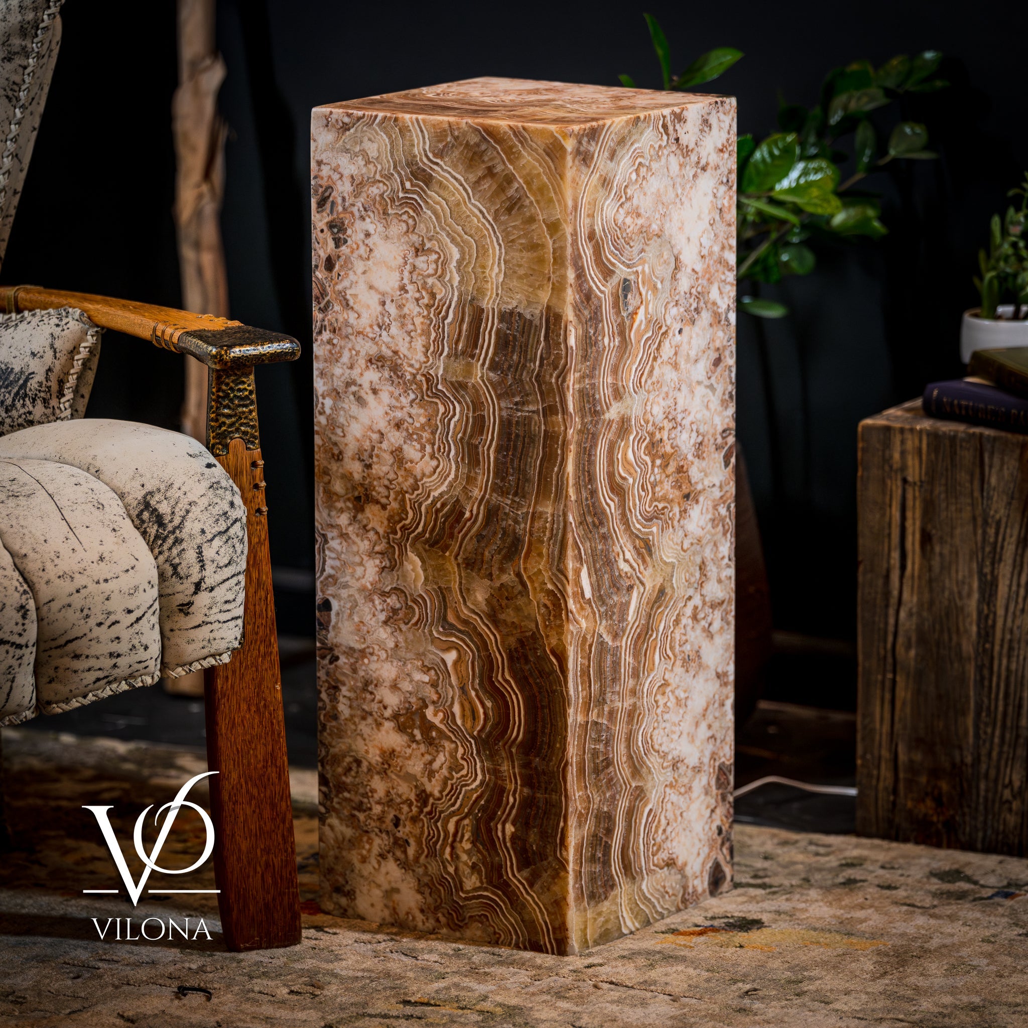 Honeycomb Onyx Floor Lamp -Exotic - Small - 32” H x 12"W - Square - #2