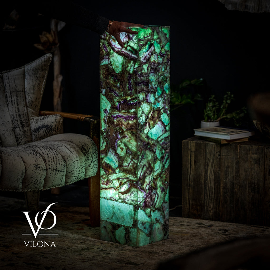 Fluorite Floor Lamp - Medium - 43.5"H x 10"W - Square - #10
