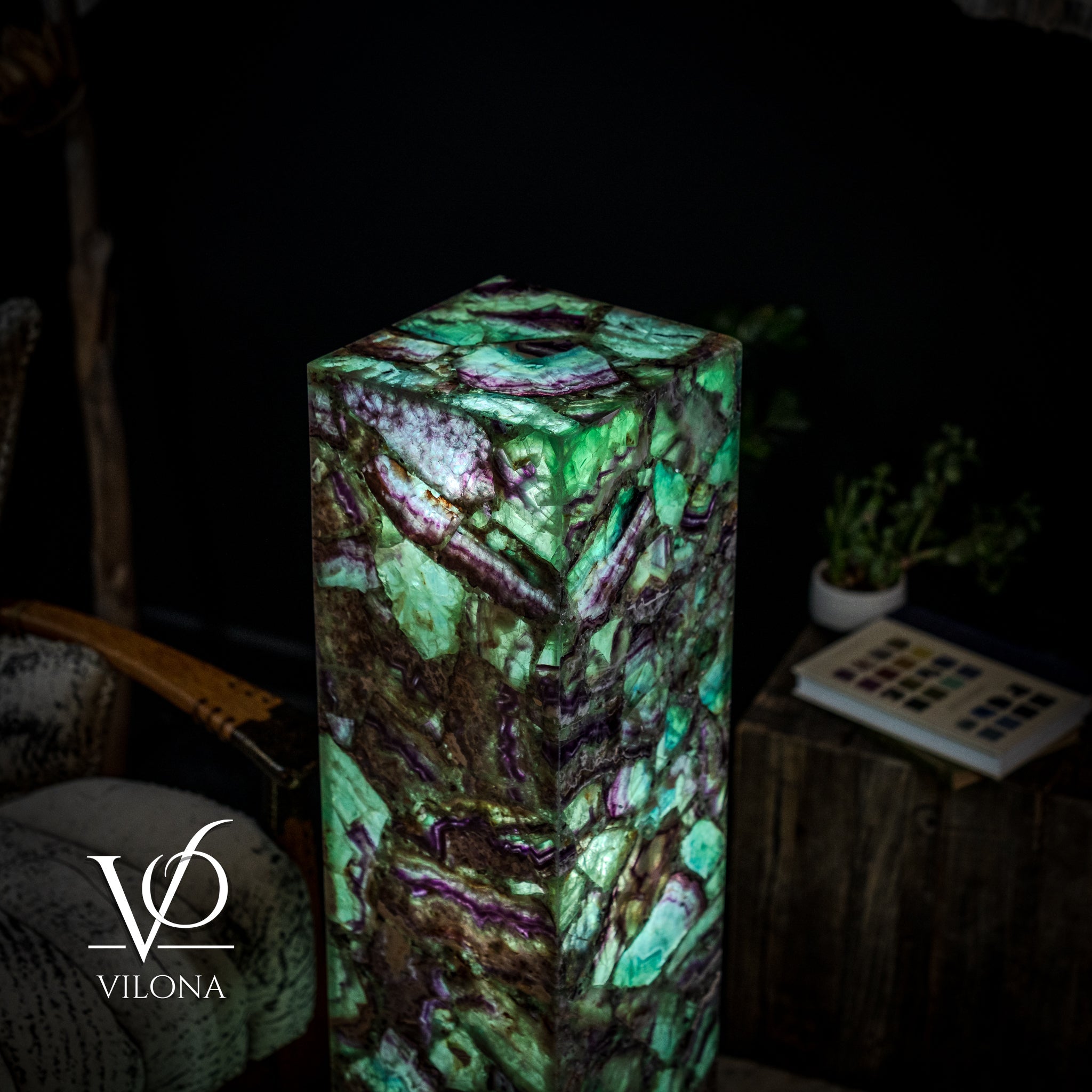 Fluorite Floor Lamp - Medium - 43.5"H x 10"W - Square - #10