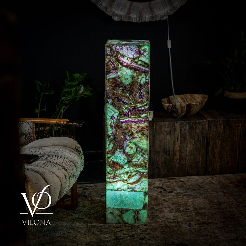 Fluorite Floor Lamp - Medium - 43.5"H x 10"W - Square - #10