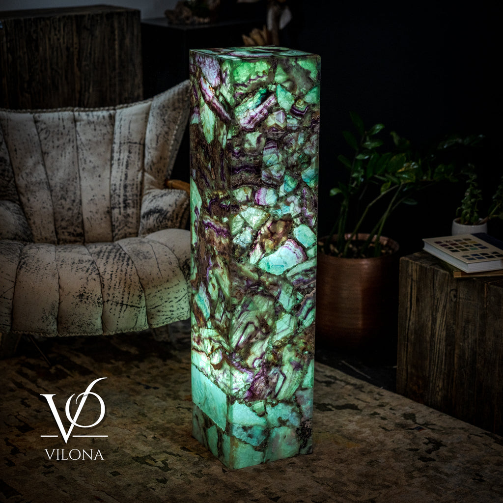 Fluorite Floor Lamp - Medium - 43.5"H x 10"W - Square - #10