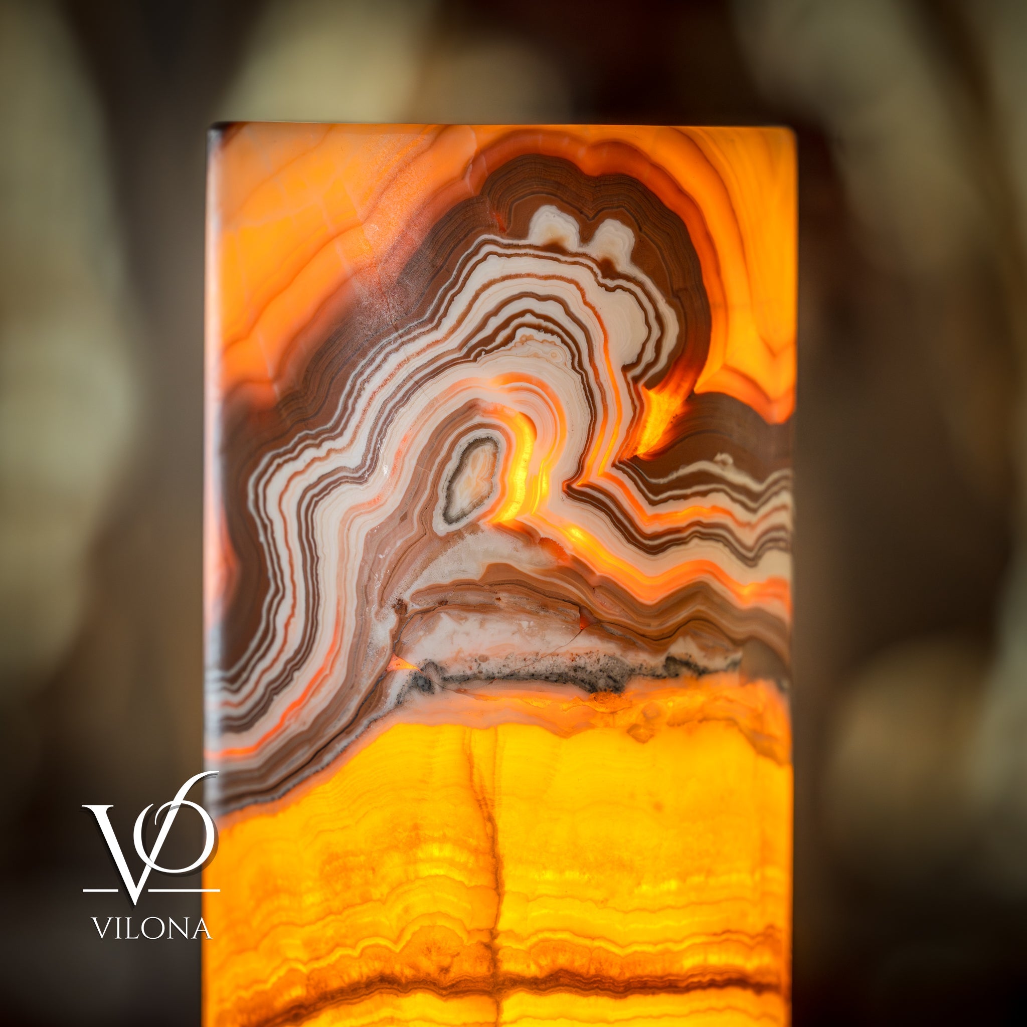 Miami Sunset Onyx Table Lamp - 20" Tall, X 6" Diameter - (Medium Cylinder #6)