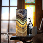Aqua Onyx Square Table Lamp - 20" Tall, x 6"x 6" Square (Small #63)