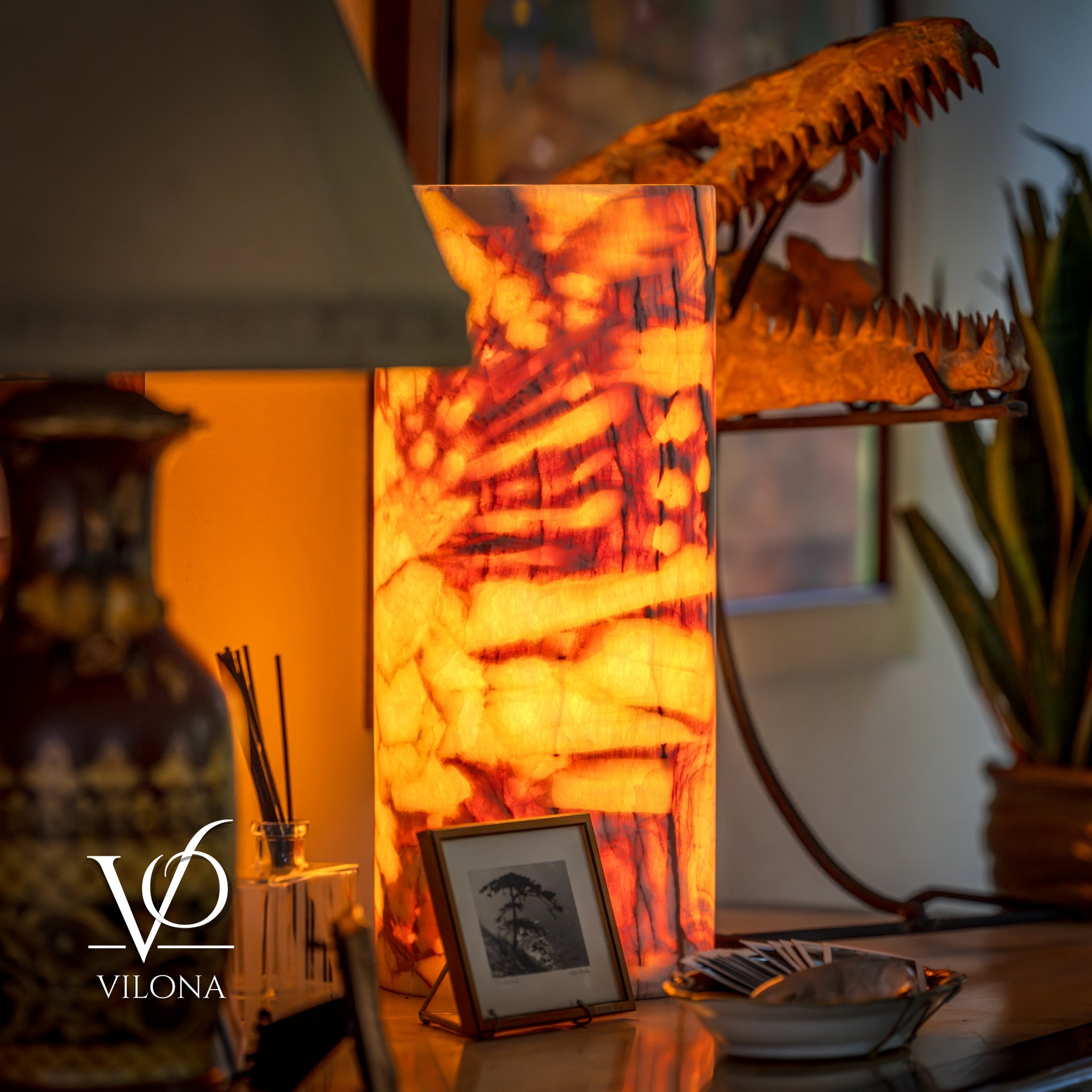 Onyx Table Lamp - Divina Claire 18" Tall, x 8" Diameter (Large #3)