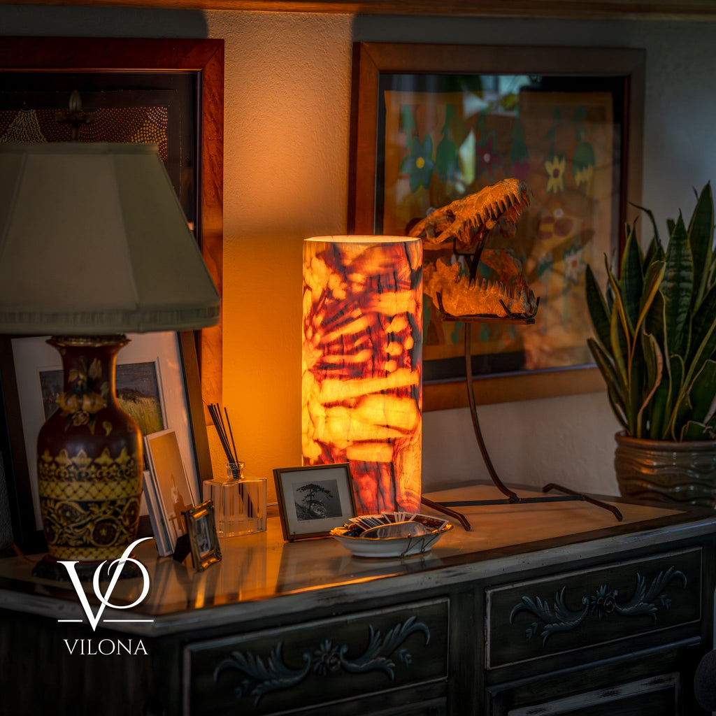 Onyx Table Lamp - Divina Claire 18" Tall, x 8" Diameter (Large #3)