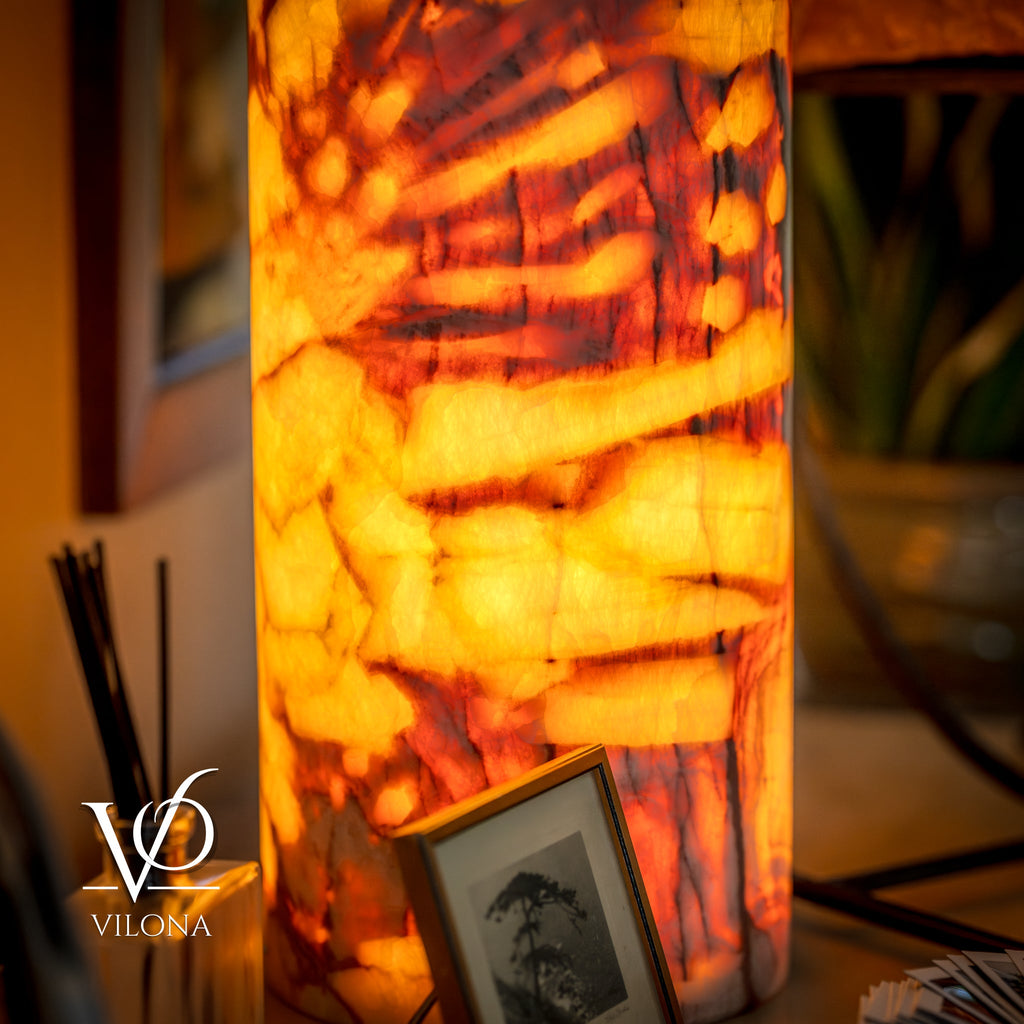 Onyx Table Lamp - Divina Claire 18" Tall, x 8" Diameter (Large #3)