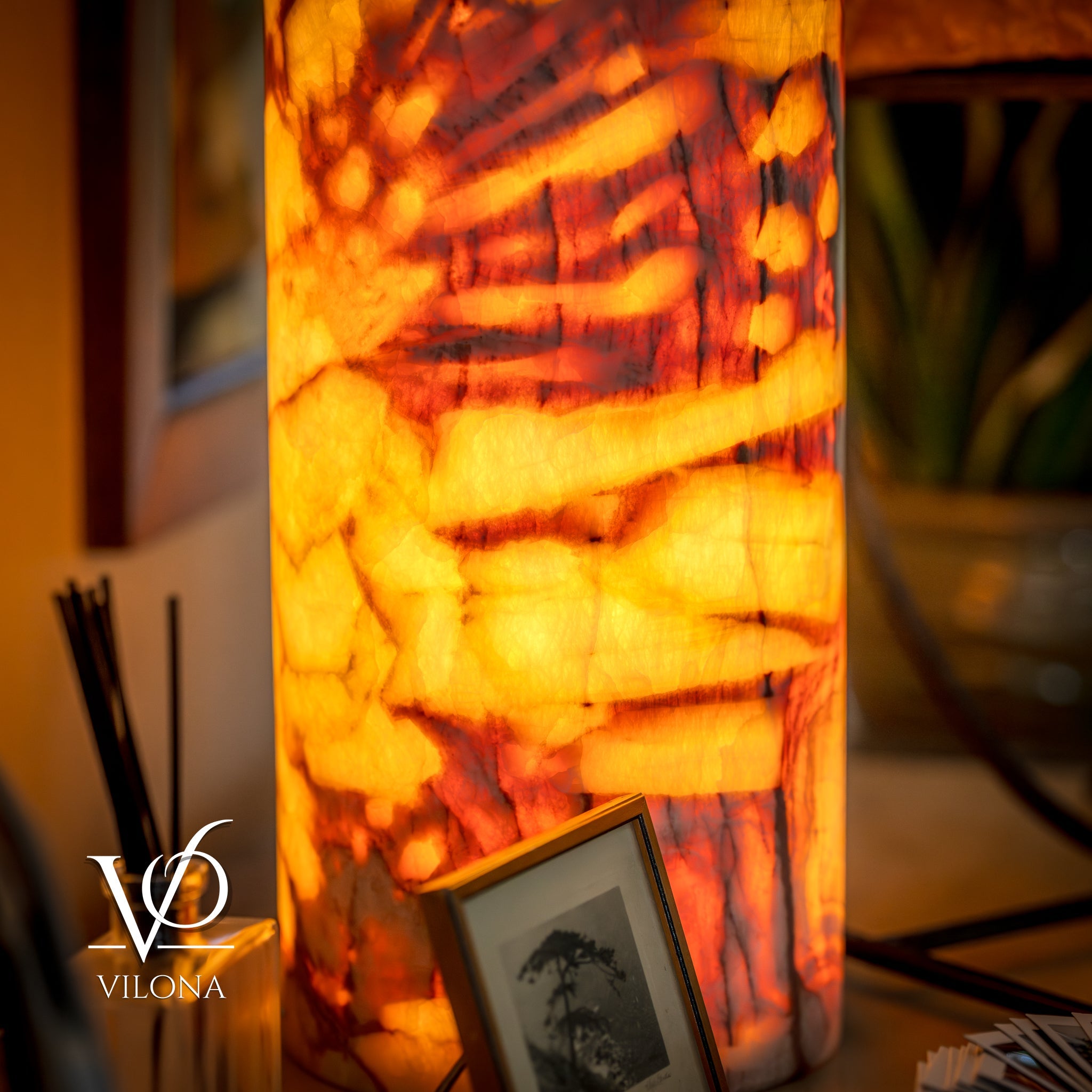 Onyx Table Lamp - Divina Claire 18" Tall, x 8" Diameter (Large #3)