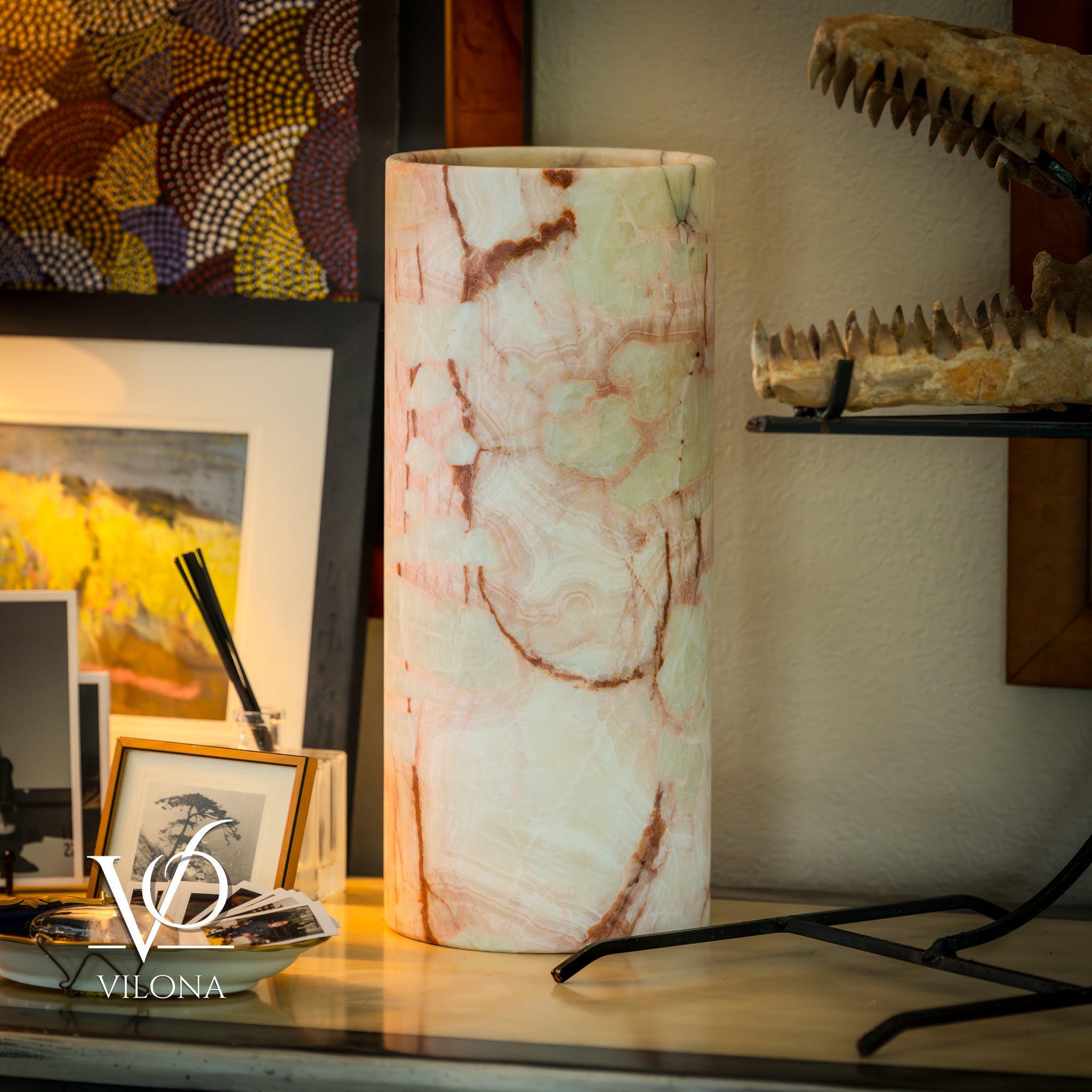 Onyx Table Lamp - Divina Claire 18" Tall, x 8" Diameter (Large #3)