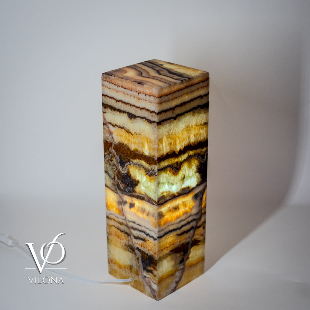 Aqua Onyx Square Table Lamp - 18" Tall, x 6"x 6" Square (Small #64)
