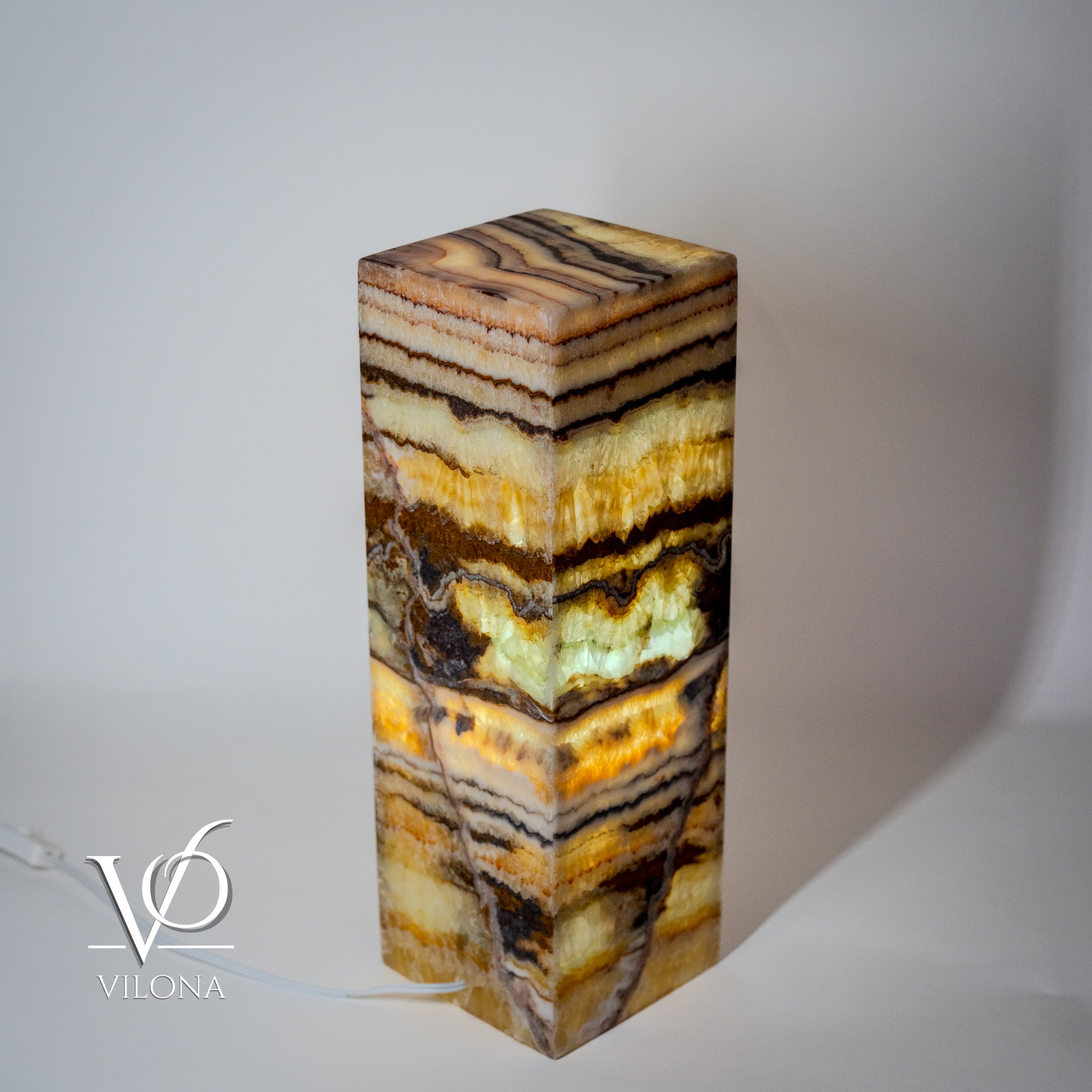 Aqua Onyx Square Table Lamp - 18" Tall, x 6"x 6" Square (Small #64)