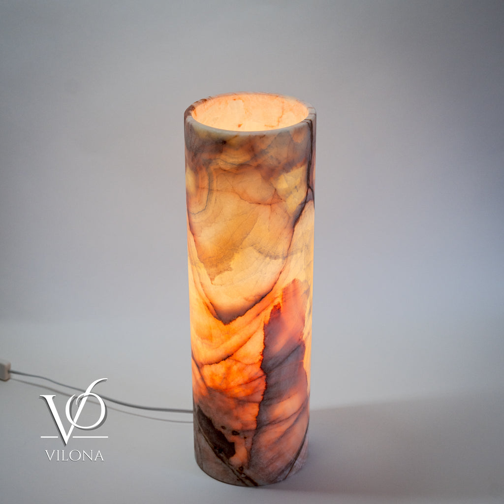 Onyx Table Lamp - Divina Claire 18" Tall, x 5.5" Diameter (Medium #3)
