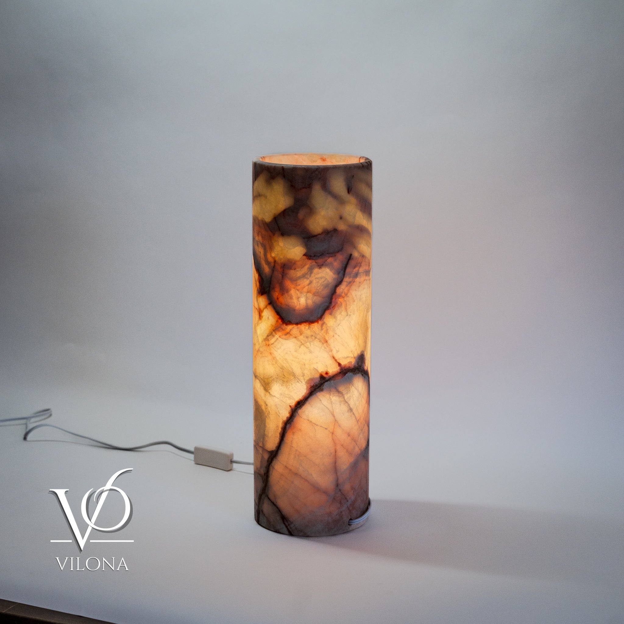 Onyx Table Lamp - Divina Claire 18" Tall, x 5.5" Diameter (Medium #3)