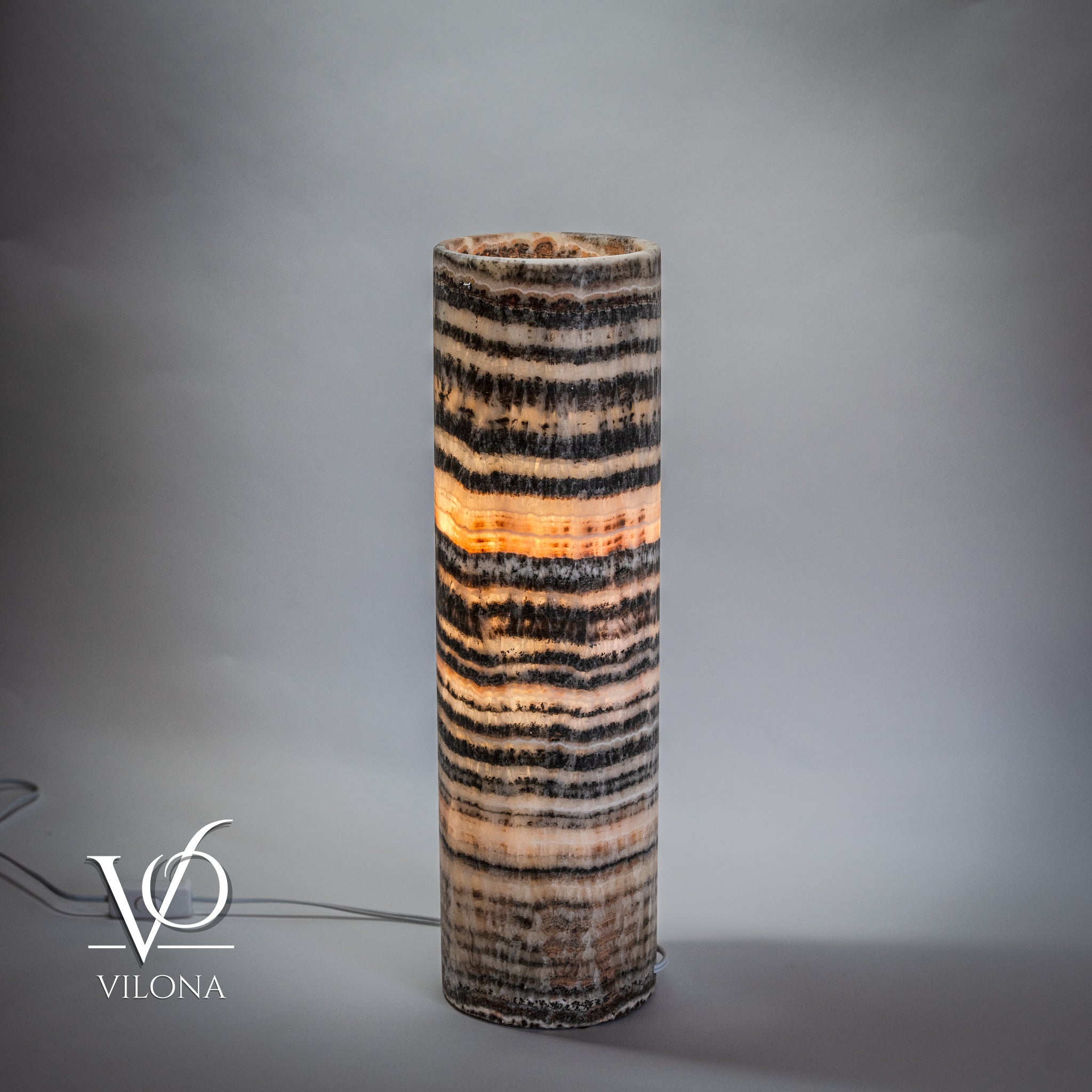 Tangerine Onyx Table Lamp - 20" Tall, x 5.5" Diameter - (Medium #14)