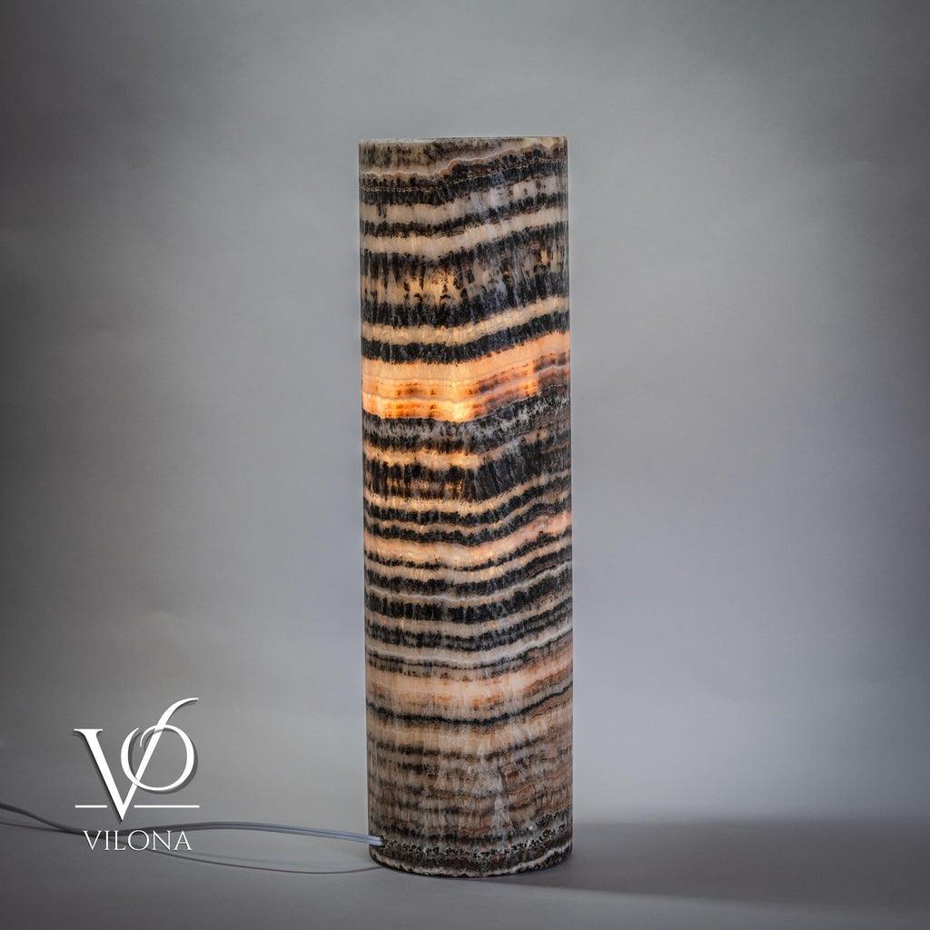 Tangerine Onyx Table Lamp - 20" Tall, x 5.5" Diameter - (Medium #14)