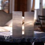 White Ice Onyx - 12" Tall, x 4.5" Diameter (Small Table Lamp Pair #1)