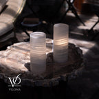 White Ice Onyx - 12" Tall, x 4.5" Diameter (Small Table Lamp Pair #1)