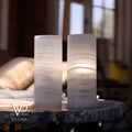 White Ice Onyx - 12" Tall, x 4.5" Diameter (Small Table Lamp Pair #1)