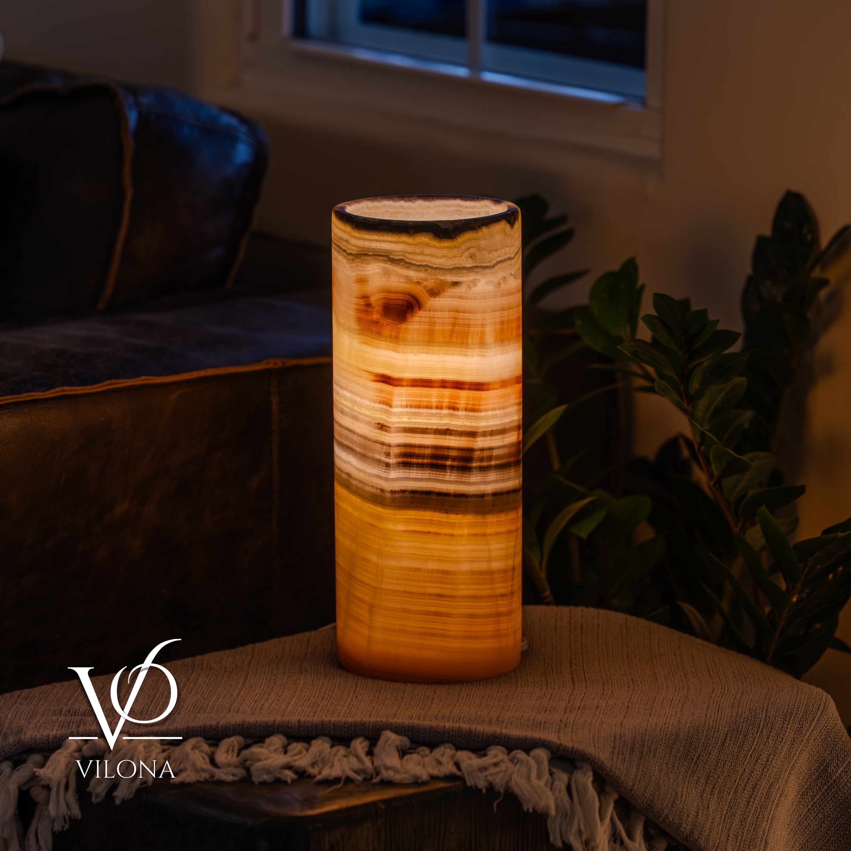 Honeycomb Onyx - 12" Tall, x 4.5" Diameter (Small Table Lamp #1)