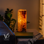 Aqua Onyx - 12" Tall, x 4.5" Diameter (Small Live Edge Table Lamp #1)