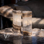 White Ice Onyx - 12" Tall, x 4.5" Diameter (Small Live Edge Table Lamp Pair #2)