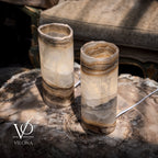 White Ice Onyx - 12" Tall, x 4.5" Diameter (Small Live Edge Table Lamp Pair #2)