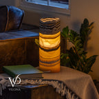 Golden Cloud Onyx - 12" Tall, x 4.5" Diameter (Small Live Edge Table Lamp #1)