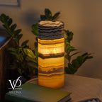 Golden Cloud Onyx - 12" Tall, x 4.5" Diameter (Small Live Edge Table Lamp #1)
