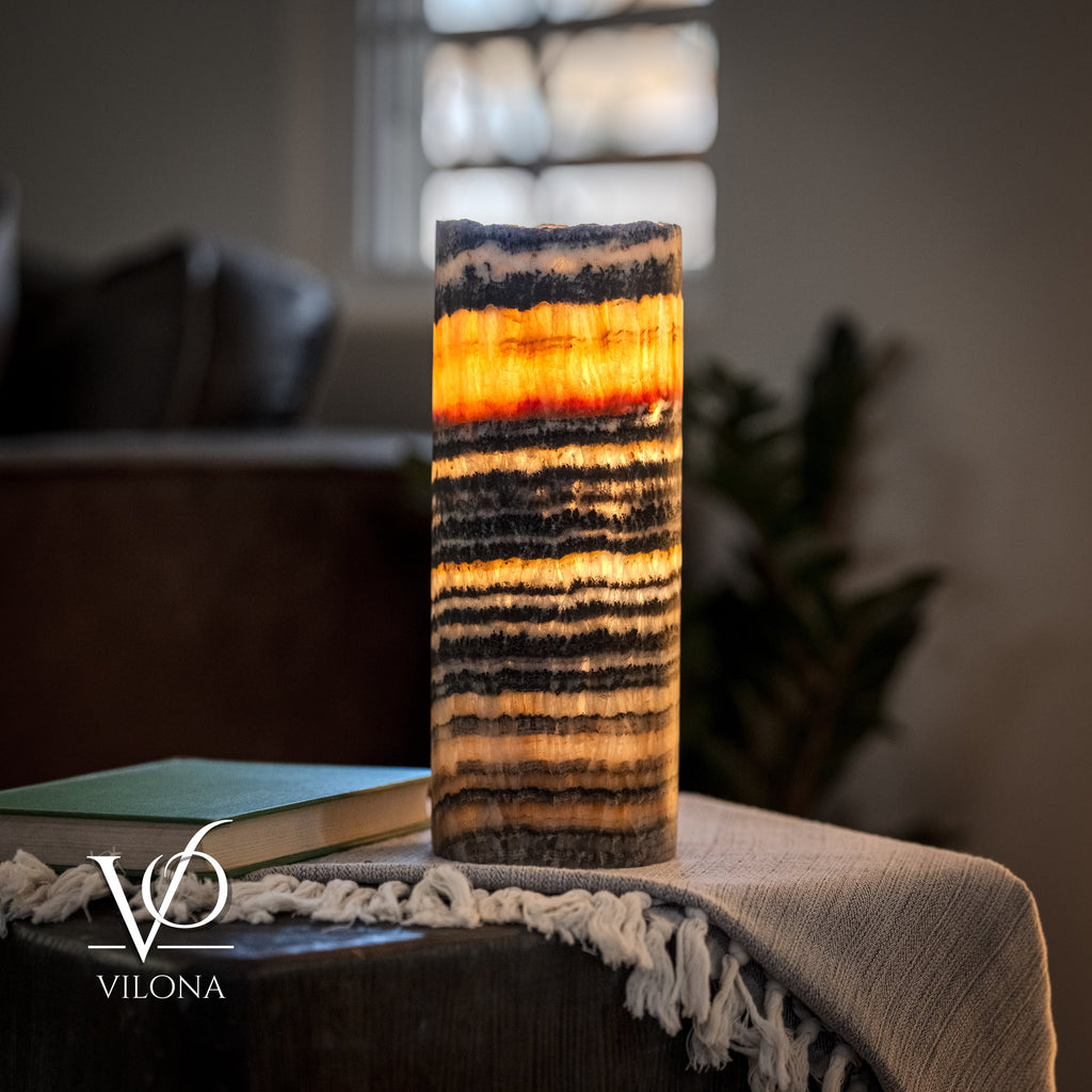 Tangerine Onyx - 12" Tall, x 4.5" Diameter (Small Table Lamp #1)