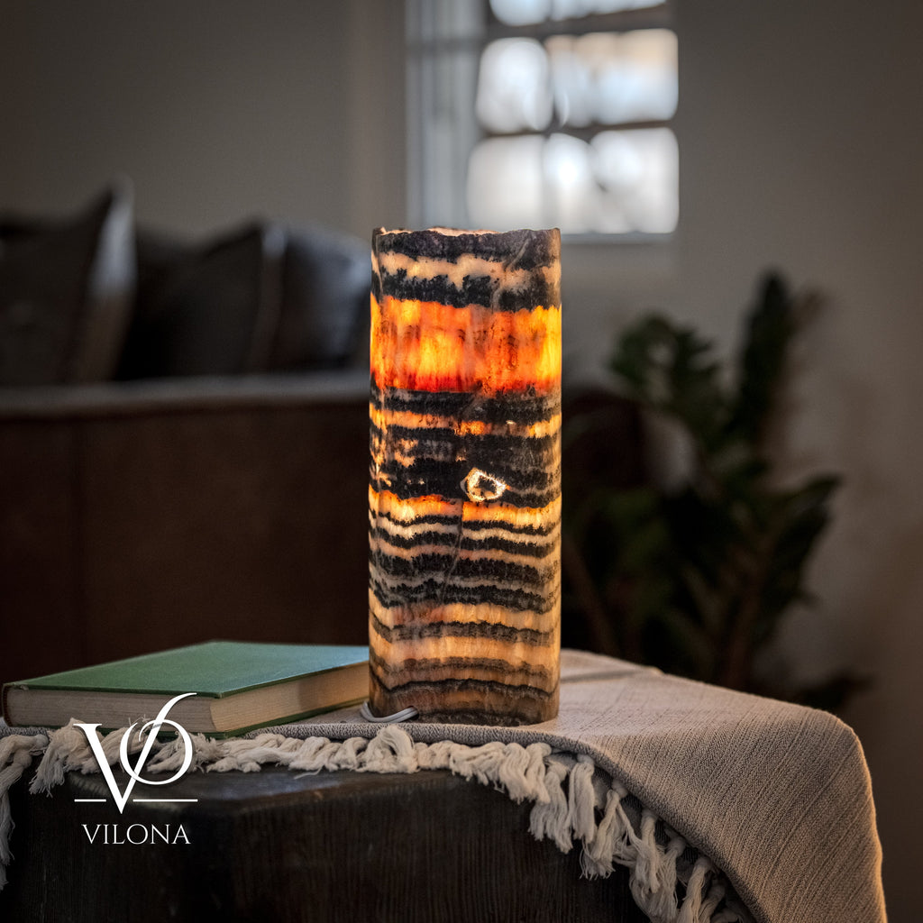 Tangerine Onyx - 12" Tall, x 4.5" Diameter (Small Table Lamp #1)