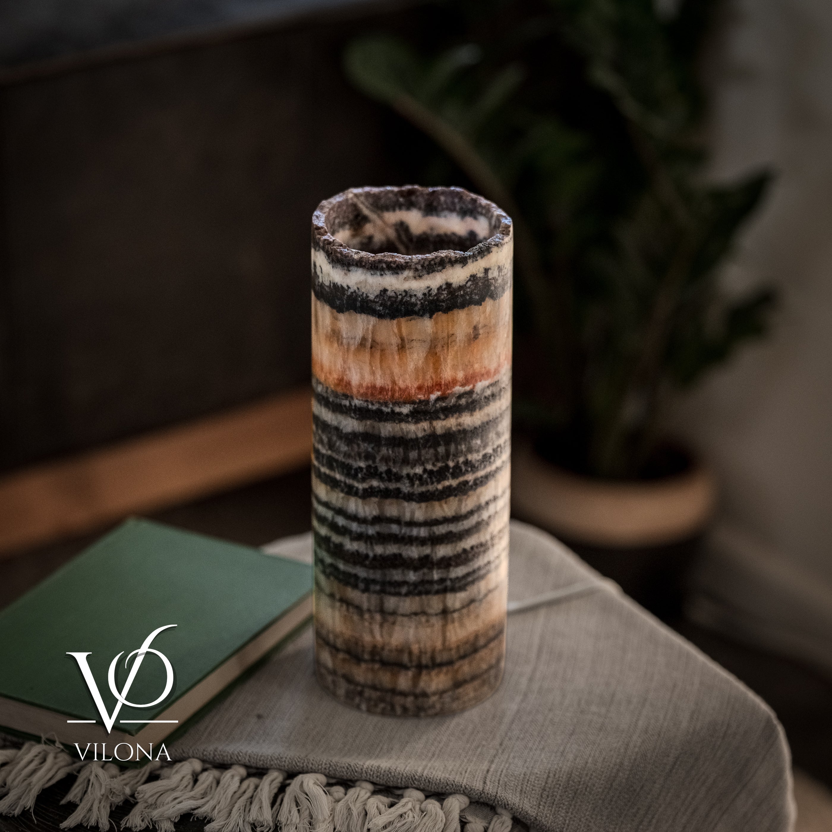 Tangerine Onyx - 12" Tall, x 4.5" Diameter (Small Table Lamp #1)