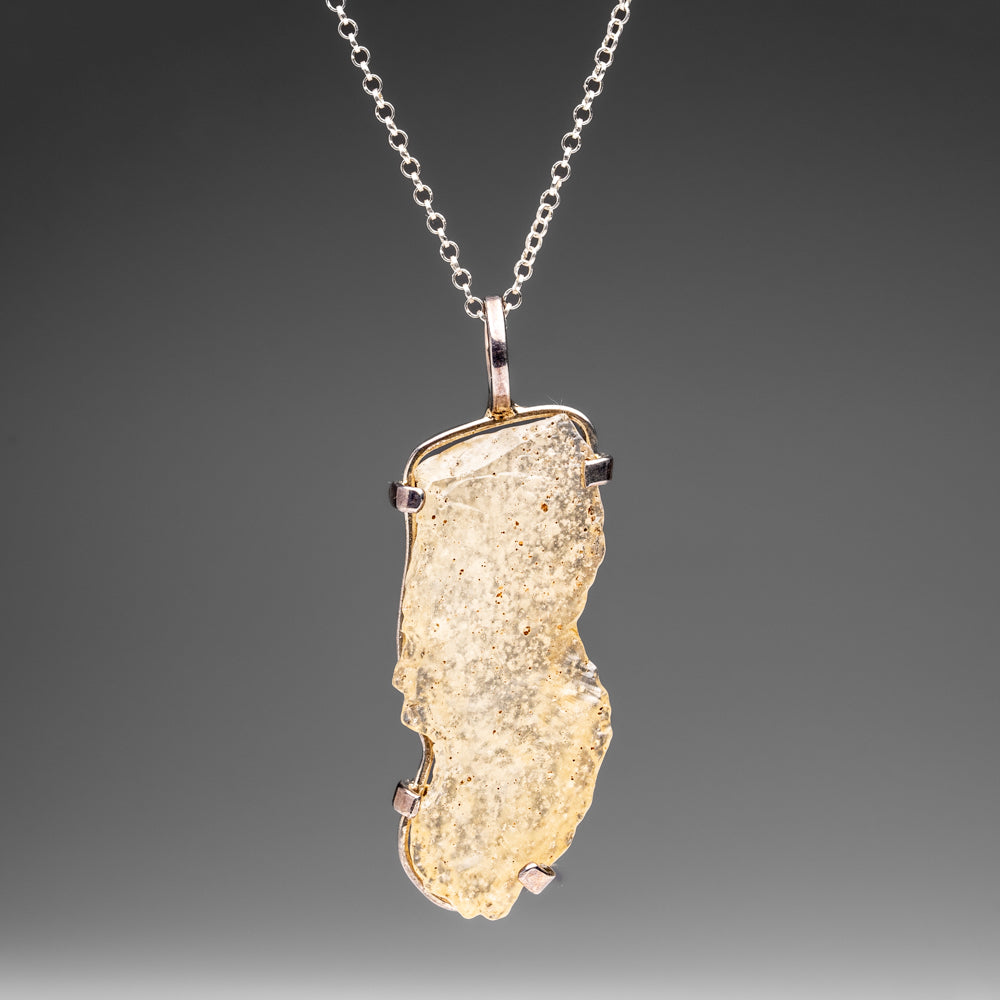 Genuine Libyan Desert Glass Pendant (10.4 grams) with 18" Sterling Silver Chain